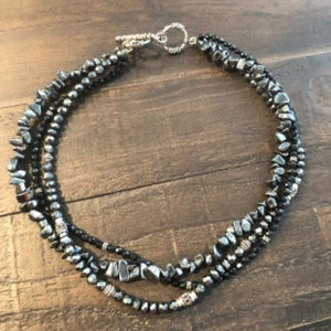 Silpada Black Onyx & Hematite 3 Strand Necklace
